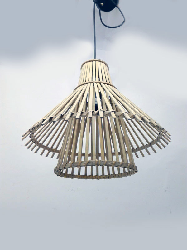 lampara techo bambu mimbre rosca e27 alt 35 o22-40 6u